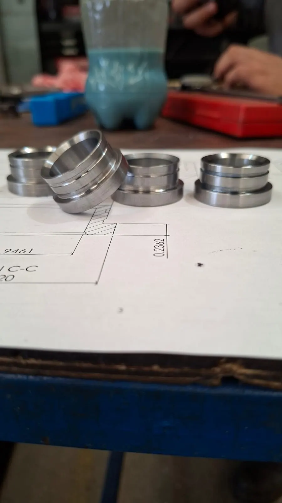 2D drawing of A2 mold pin bushing — ±0.002 inch tolerance