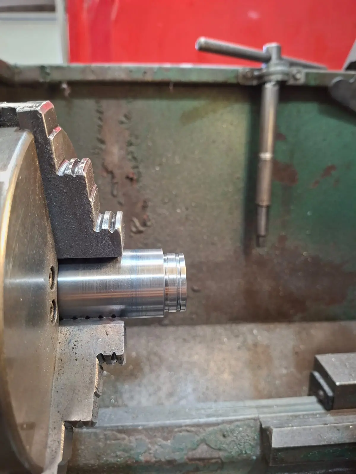 Conventional lathe work — chamfers and final bushing fit